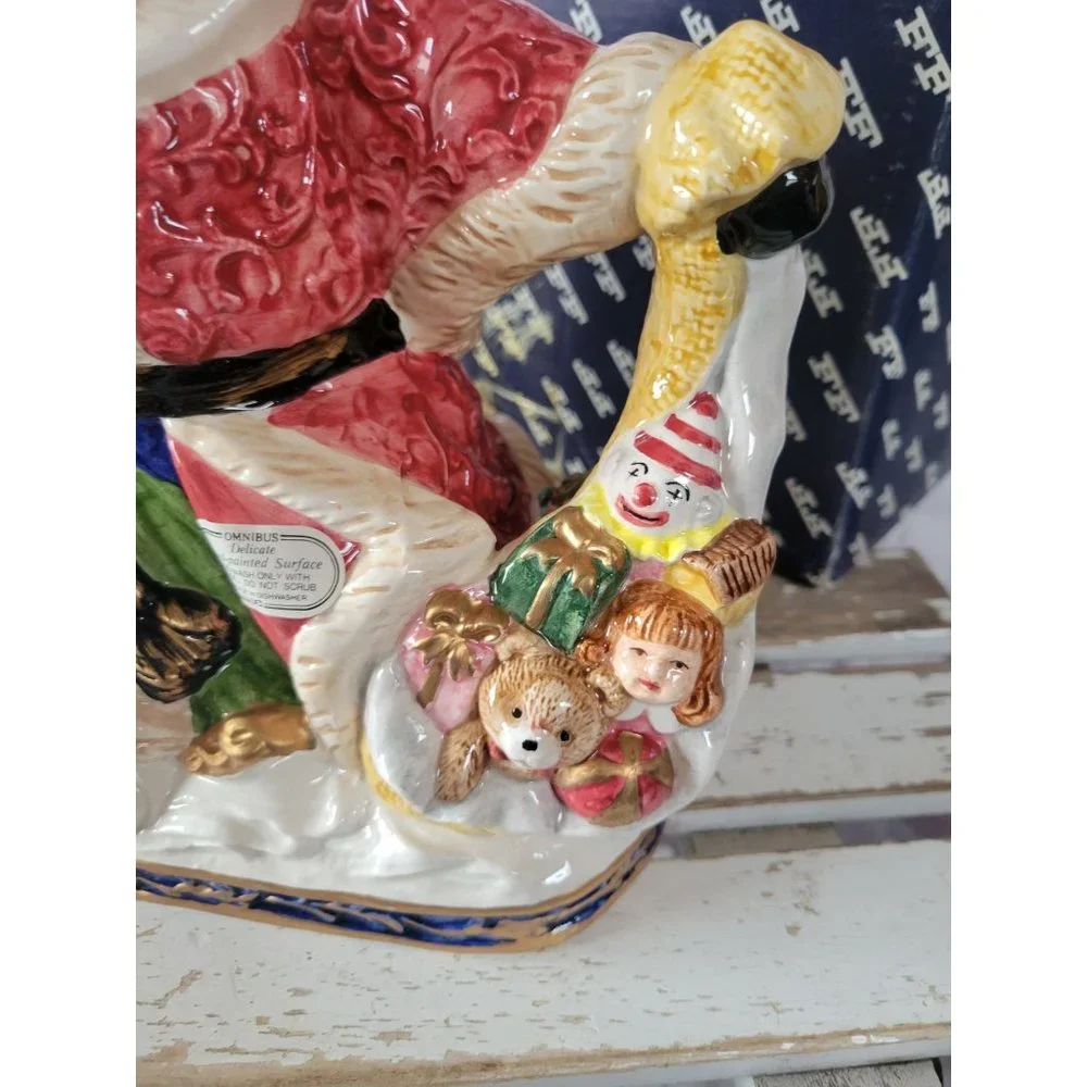 Fitz floyd 1994 Santa teapot omnibus‎ Xmas toys tea vintage